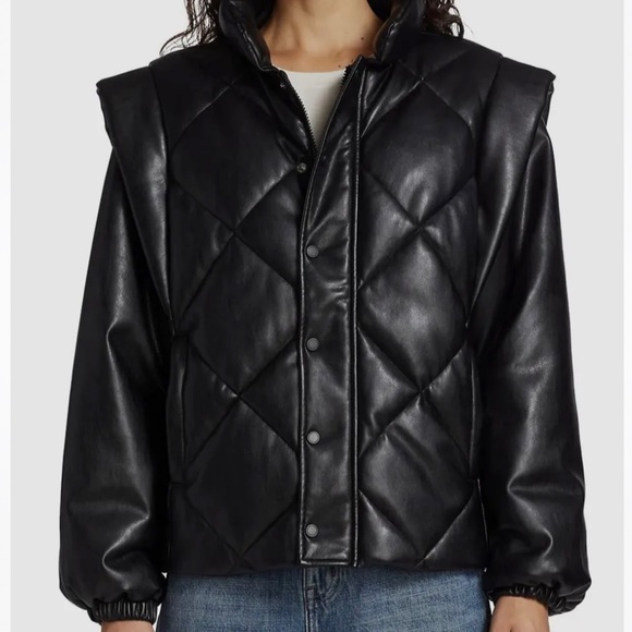 Revolve Pistola Callista Puffer Jacket Removable Sleeves Black Size Large - Picture 2 of 16